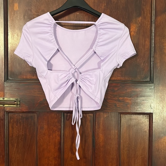 SHEIN Women’s Lilac Lace Up Back Crop Top Medium - Picture 2 of 3
